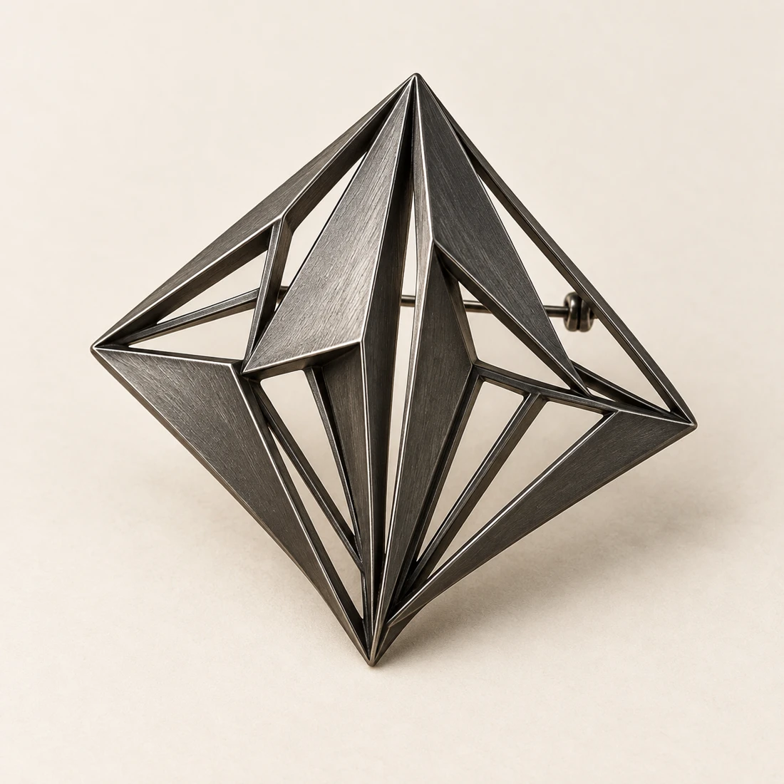 Facet Pavilion Brooch, gunmetal, geometric openwork design