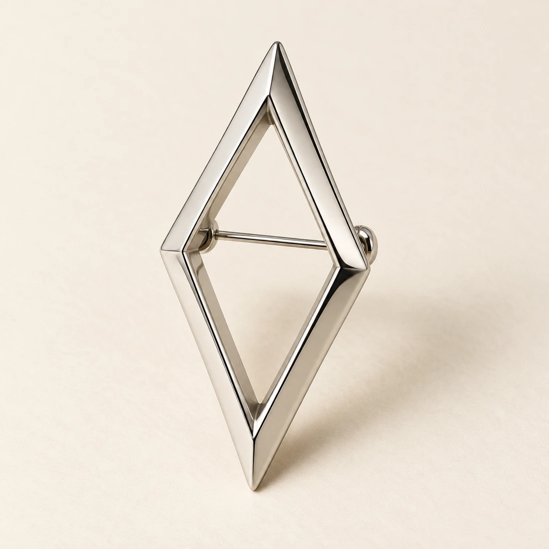 Diamond Window Brooch, silver, geometric openwork design