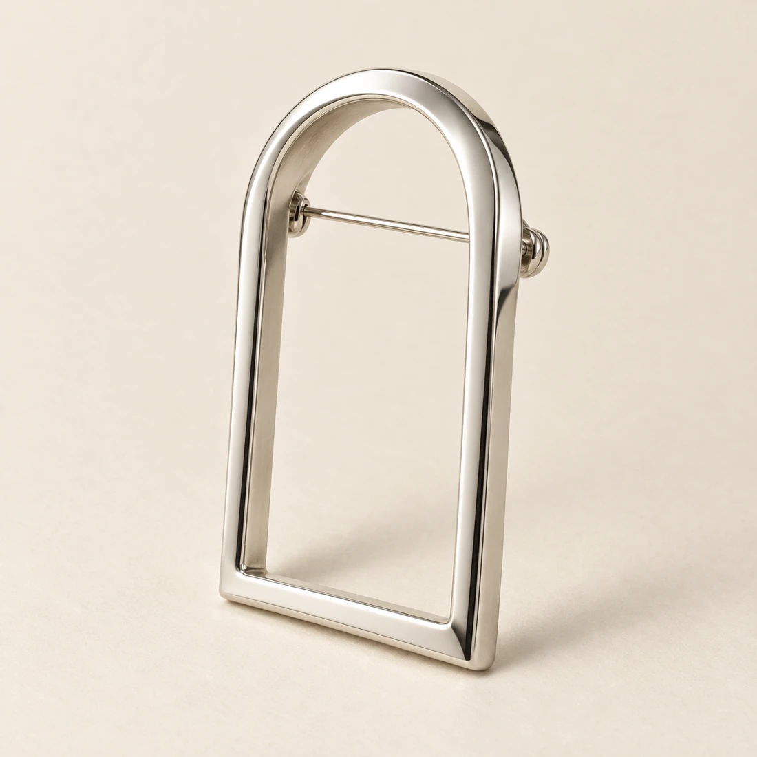 Meridian Arch Brooch, silver, geometric openwork design
